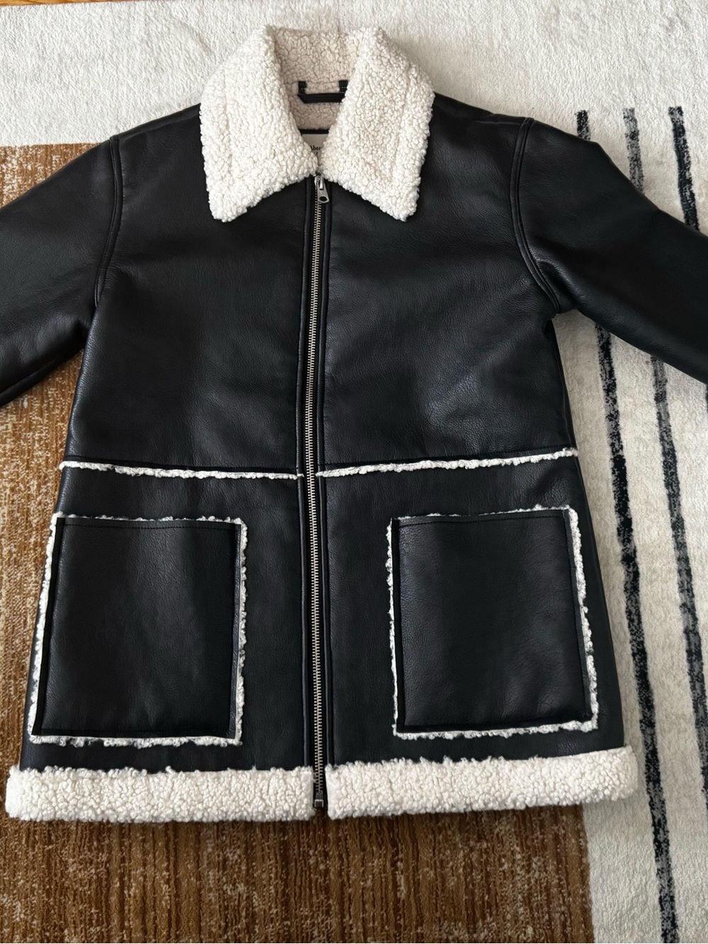 Abercrombie & Fitch Black Jacket with Cream Sherpa Lining
